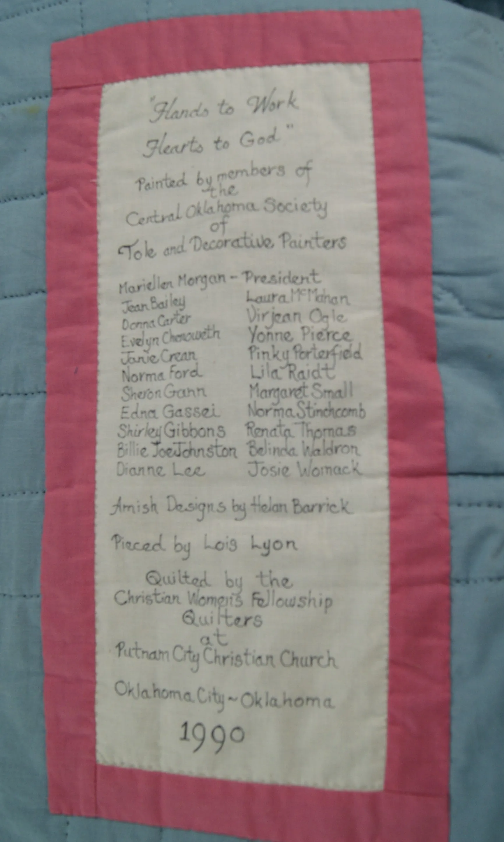 1990 Signed and Dated one of a Kind Original Painting Quilt-9/23