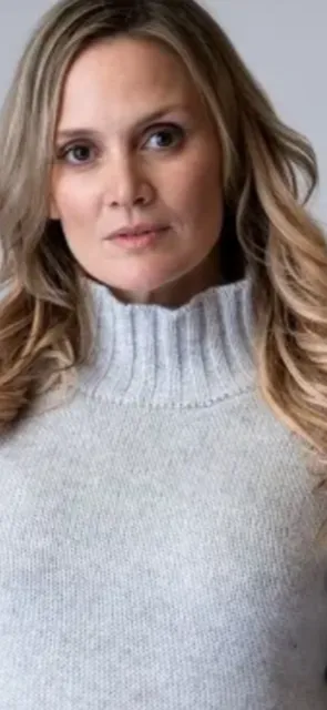 2-ply Boxy Cashmere Jumper with Stand up Collar - Navy