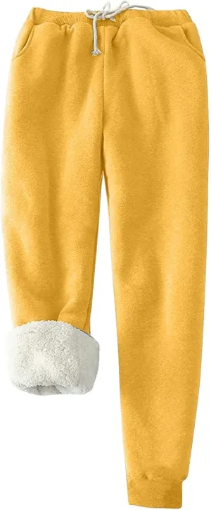 fartey Womens Fleece Lined Sweatpants Winter Sherpa Warm Joggers Pants Athletic Workout High Waist Casual Trousers