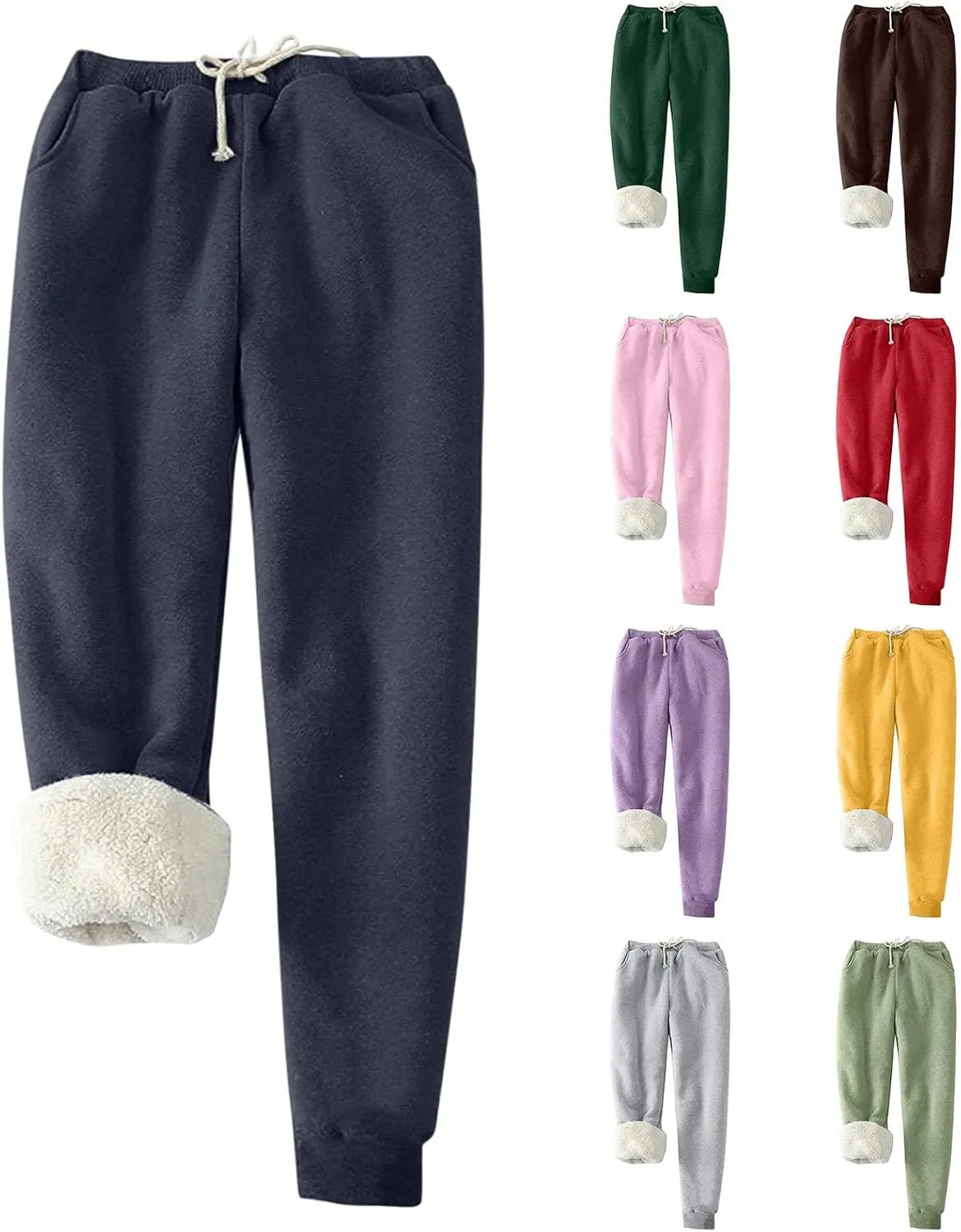 fartey Womens Fleece Lined Sweatpants Winter Sherpa Warm Joggers Pants Athletic Workout High Waist Casual Trousers
