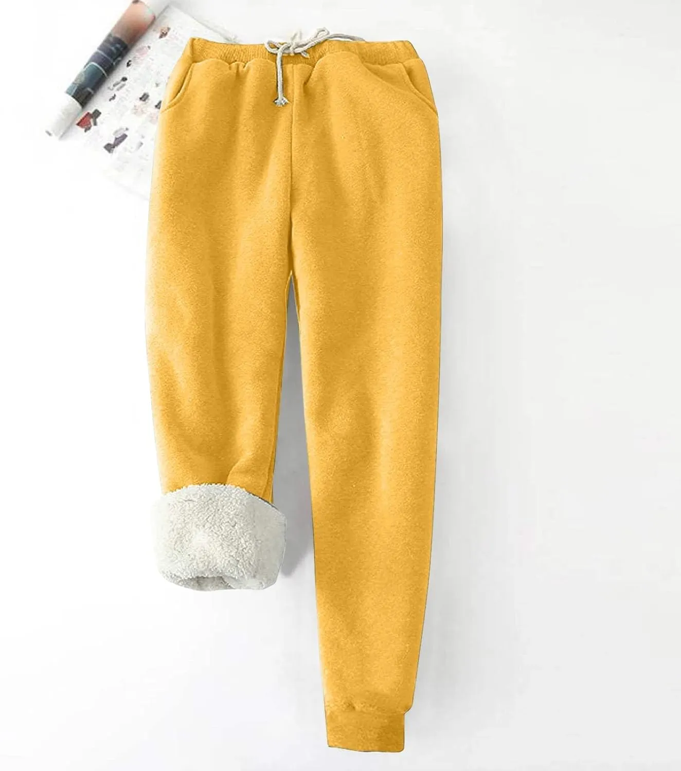 fartey Womens Fleece Lined Sweatpants Winter Sherpa Warm Joggers Pants Athletic Workout High Waist Casual Trousers