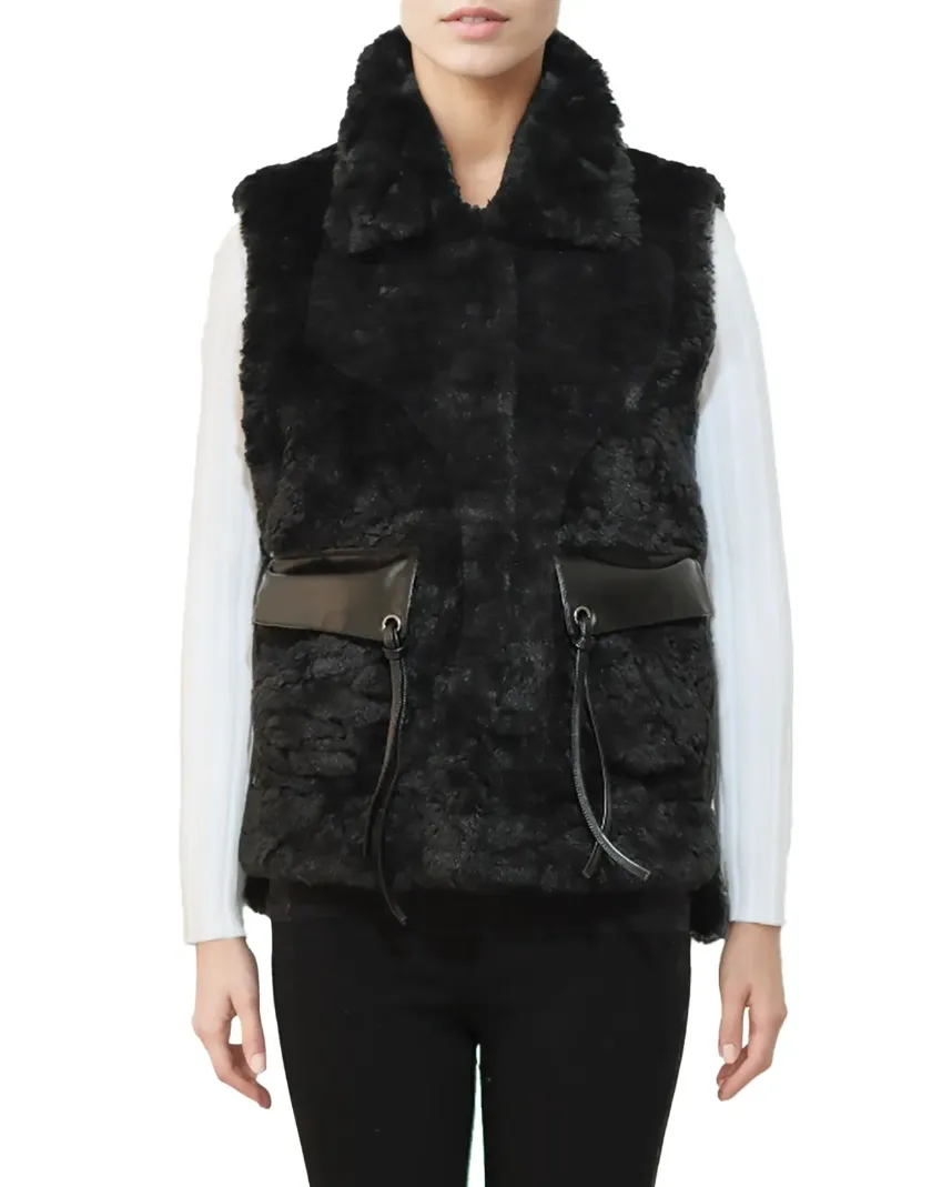 FAUX FUR COLLARED VEST