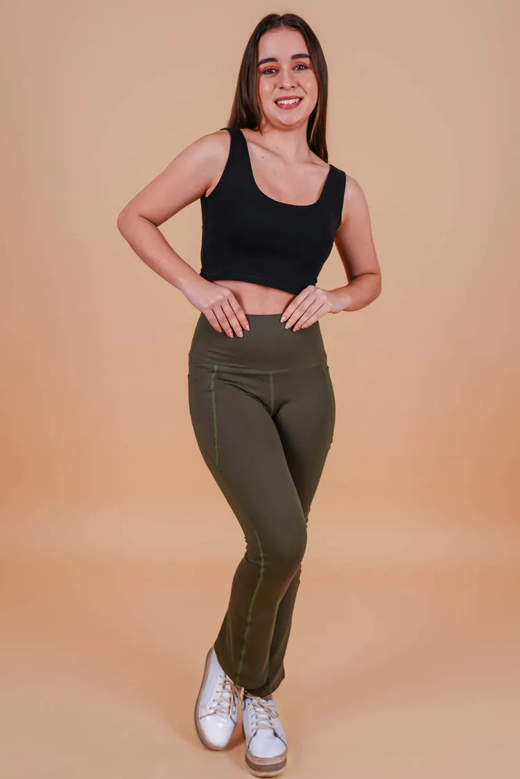 Flared Full Length Leggings for Gym | Yoga | Stepping out Blue