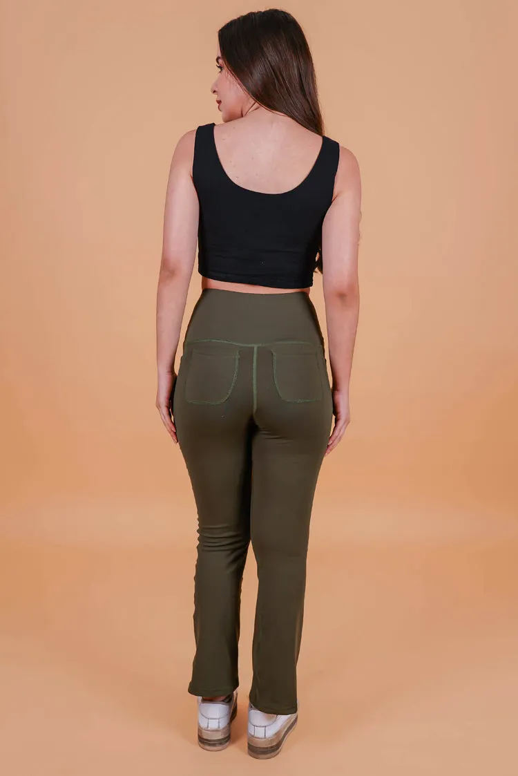 Flared Full Length Leggings for Gym | Yoga | Stepping out Blue