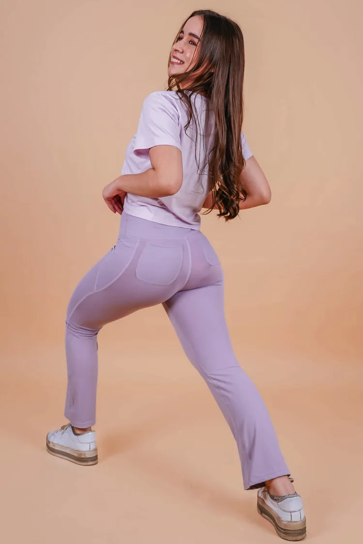 Flared Full Length Leggings for Gym | Yoga | Stepping out Blue