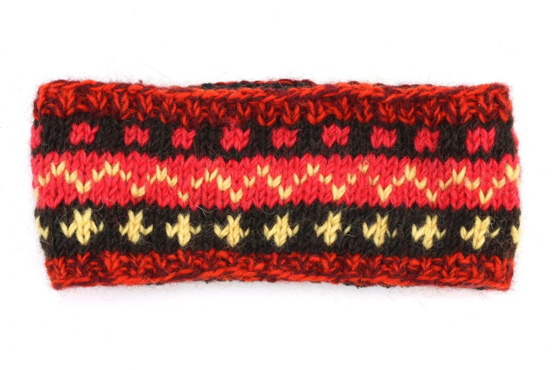 Hand Knitted Wool Headband  - 17 Red