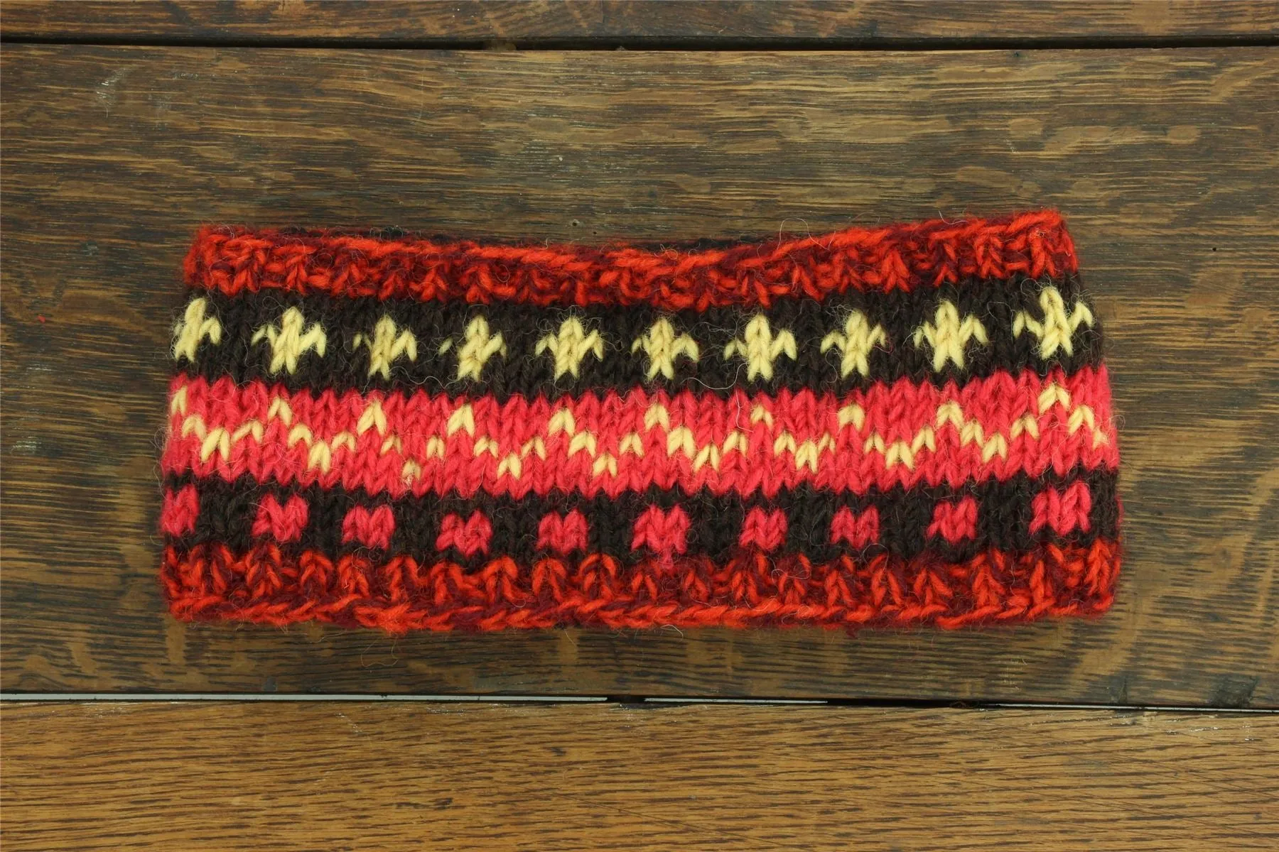 Hand Knitted Wool Headband  - 17 Red