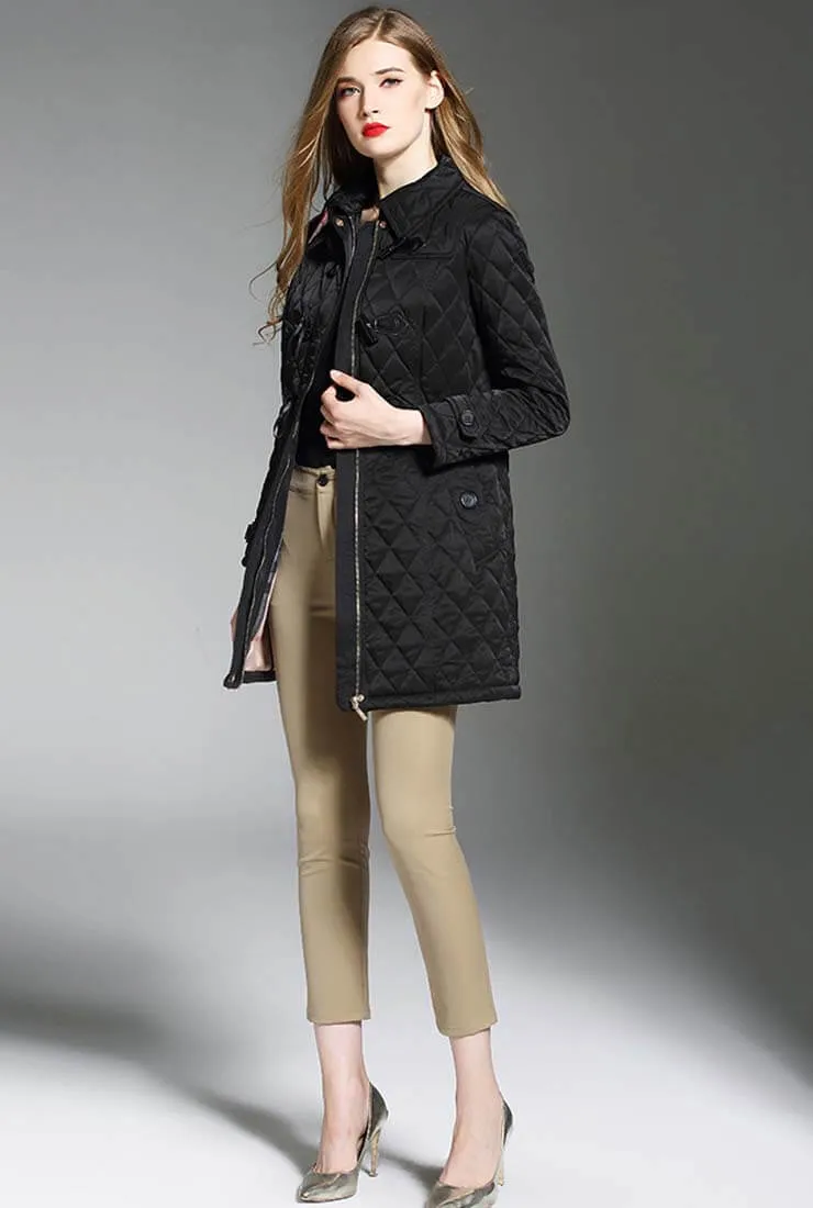 Horn Buckle Loose Quilted Puffer Jacket