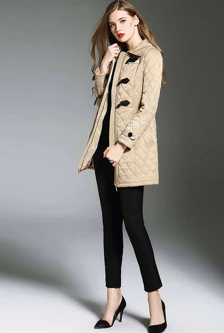 Horn Buckle Loose Quilted Puffer Jacket