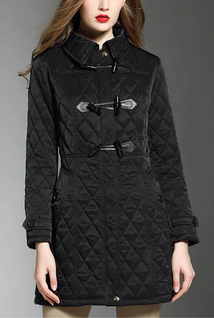 Horn Buckle Loose Quilted Puffer Jacket