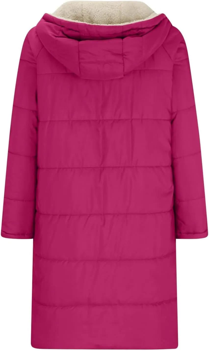 Winter Coats for Women 2024 Thick Fur Lined Long Puffer Jacket Hooded Down Parka Jacket Warm Sherpa Fleece Outerwear