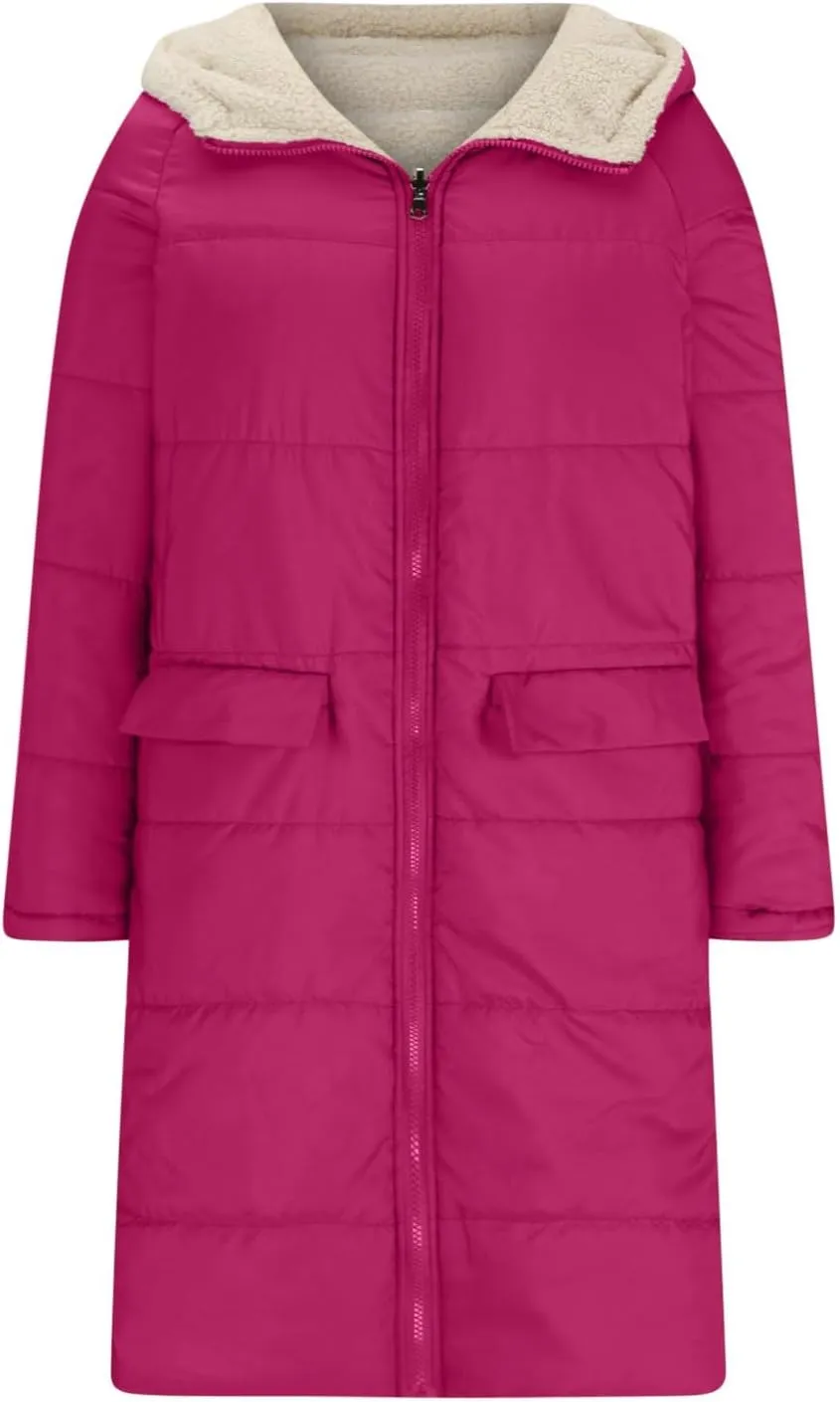 Winter Coats for Women 2024 Thick Fur Lined Long Puffer Jacket Hooded Down Parka Jacket Warm Sherpa Fleece Outerwear