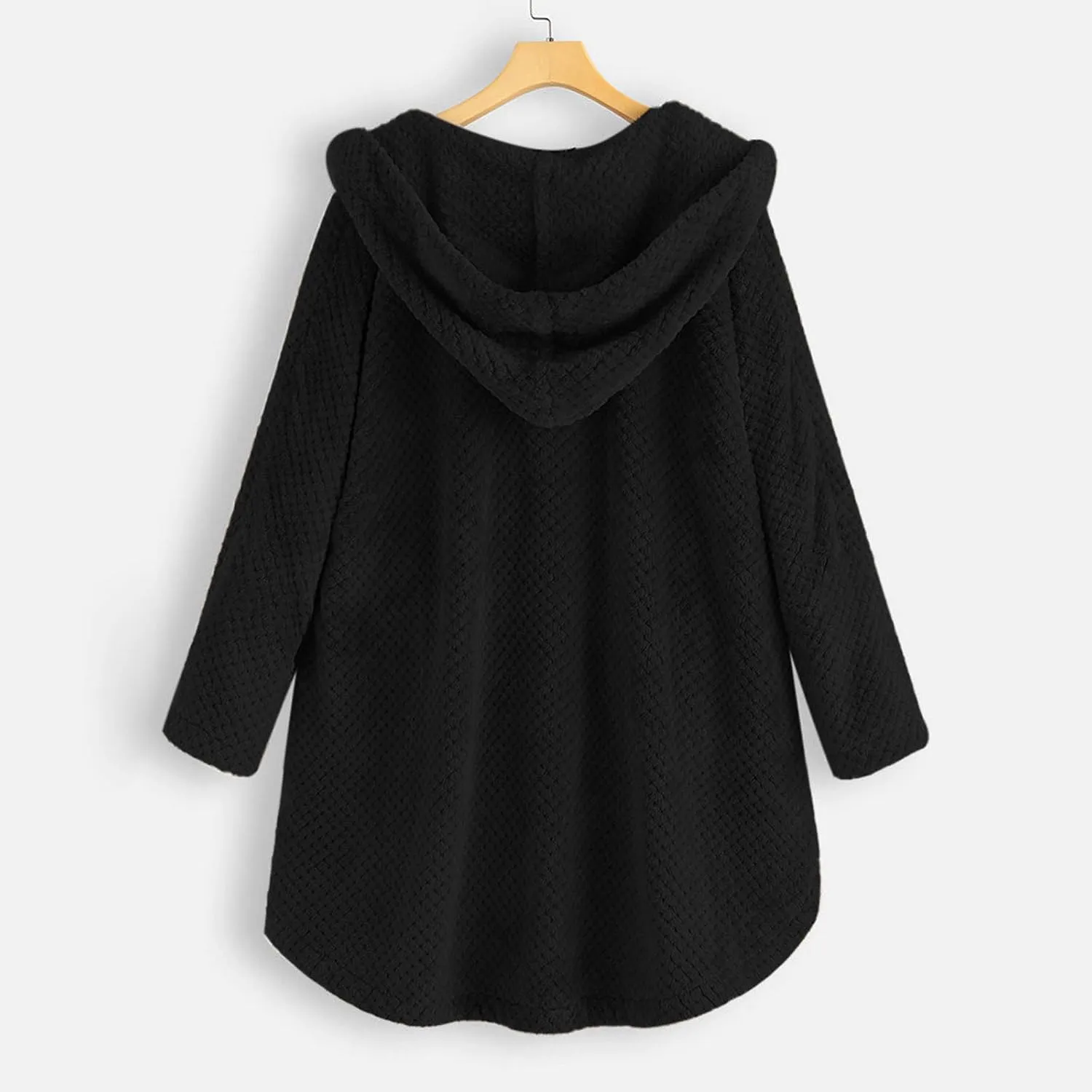 Womens Sherpa Hoodie Long Sleeve Teddy Bear Jacket Button Fluffy Pullover Fleece Faux Fur Cardigan Coats for Ladies